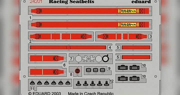 Edu-24201 1 24 Racing Car Seatbelts Sabelt 6-Points Red: Ultimate Safety Gear